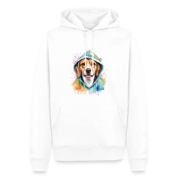 Beagle Hoodie Dog Colorful Funny Animal Design Print - Men’s Premium Organic Hoodie - white - Front - Nico (187cm)