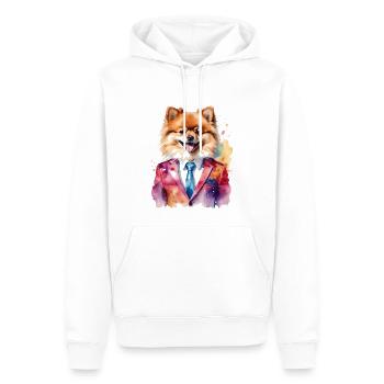 Pomeranian Zwergspitz Anzug Hund Bunt Print - Männer Premium Bio Hoodie - Weiß - Vorne - Nico (187cm)