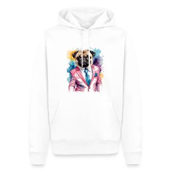 Mops Anzug Hund Bunt Lustig Tier Design Print - Männer Premium Bio Hoodie - Weiß - Vorne - Nico (187cm)