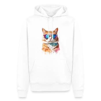 Katze Sonnenbrille Bunt Lustig Tier Design Print - Männer Premium Bio Hoodie - Weiß - Vorne - Nico (187cm)