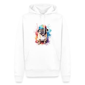 Carlin Snapback Cap Chien Coloré Drôle Design Imprimer - Sweat à capuche Premium bio Homme - blanc - Devant - Nico (187cm)