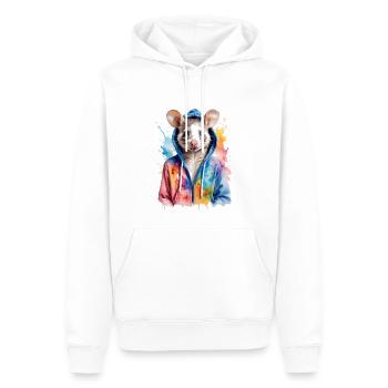 Sweat à capuche opossum Imprimé de design d’animal coloré - Sweat à capuche Premium bio Homme - blanc - Devant - Nico (187cm)