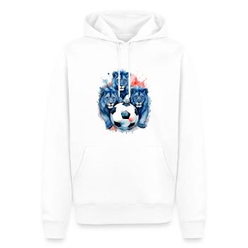 Löwen Fußball Bunt England Tier Design Print - Männer Premium Bio Hoodie - Weiß - Vorne - Nico (187cm)