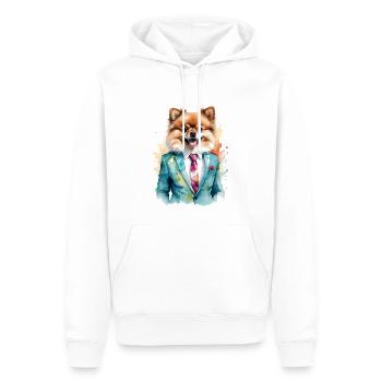 Pomeranian Zwergspitz Anzug Hund Bunt Print - Männer Premium Bio Hoodie - Weiß - Vorne - Nico (187cm)