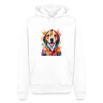 Beagle Hoodie Dog Colorful Funny Animal Design Print - Men’s Premium Organic Hoodie - white - Front - Nico (187cm)