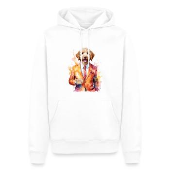 Goldendoodle Anzug Hund Tier Design Print - Männer Premium Bio Hoodie - Weiß - Vorne - Nico (187cm)