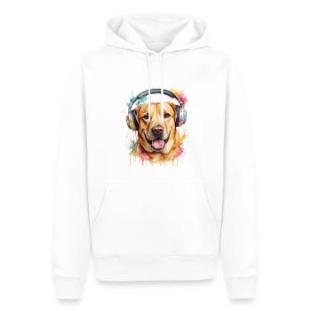 Labrador Retriever Kopfhörer Hund Tier Print - Männer Premium Bio Hoodie - Weiß - Vorne - Nico (187cm)
