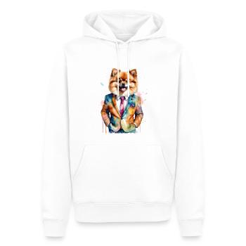 Pomeranian Zwergspitz Anzug Hund Bunt Print - Männer Premium Bio Hoodie - Weiß - Vorne - Nico (187cm)