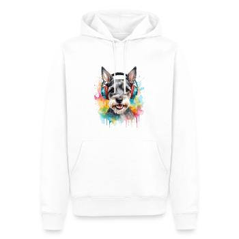 Zwergschnauzer Kopfhörer Hund Lustig Design Print - Männer Premium Bio Hoodie - Weiß - Vorne - Nico (187cm)