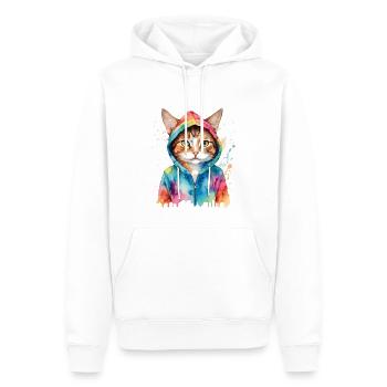 Sweat à capuche chat coloré imprimé drôle de conception animale - Sweat à capuche Premium bio Homme - blanc - Devant - Nico (187cm)