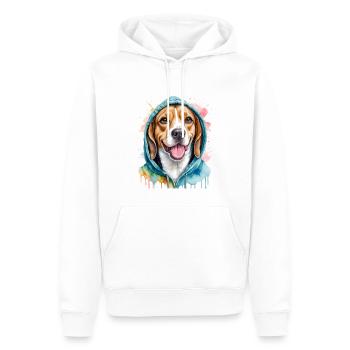 Beagle Hoodie Dog Colorful Funny Animal Design Print - Men’s Premium Organic Hoodie - white - Front - Nico (187cm)