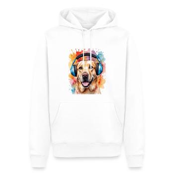 Labrador Retriever Kopfhörer Hund Tier Print - Männer Premium Bio Hoodie - Weiß - Vorne - Nico (187cm)