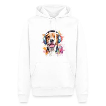 Beagle Headphones Dog Funny Animal Design Print - Men’s Premium Organic Hoodie - white - Front - Nico (187cm)