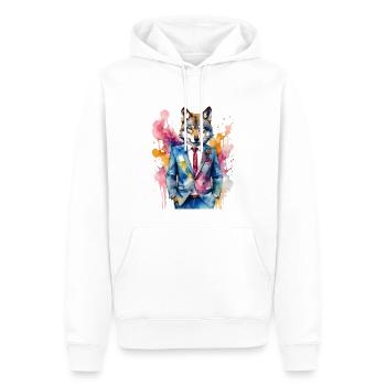 Costume de loup Imprimé coloré de design d’animaux - Sweat à capuche Premium bio Homme - blanc - Devant - Nico (187cm)