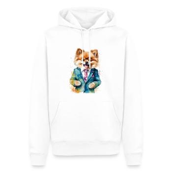 Pomeranian Zwergspitz Anzug Hund Bunt Print - Männer Premium Bio Hoodie - Weiß - Vorne - Nico (187cm)