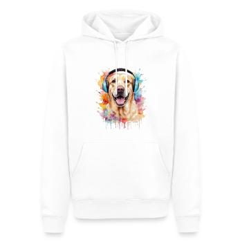 Labrador Retriever Kopfhörer Hund Tier Print - Männer Premium Bio Hoodie - Weiß - Vorne - Nico (187cm)