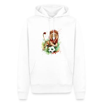 Löwe Fußball Bunt Portugal Tier Design Print - Männer Premium Bio Hoodie - Weiß - Vorne - Nico (187cm)
