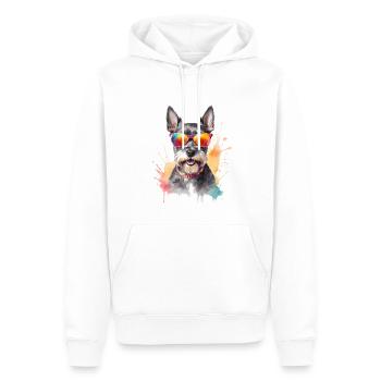 Zwergschnauzer Sonnenbrille Hund Lustig Tier Print - Männer Premium Bio Hoodie - Weiß - Vorne - Nico (187cm)