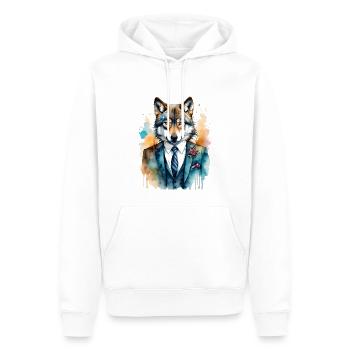 Costume de loup Imprimé coloré de design d’animaux - Sweat à capuche Premium bio Homme - blanc - Devant - Nico (187cm)