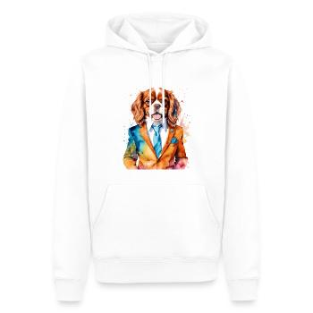 Cavalier King Charles Spaniel Costume Imprimé Chien - Sweat à capuche Premium bio Homme - blanc - Devant - Nico (187cm)