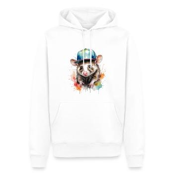Opossum Snapback Cap Cool Tier Design Print - Men’s Premium Organic Hoodie - white - Front - Nico (187cm)