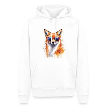 Fuchs Sonnenbrille Bunt Tier Design Print - Männer Premium Bio Hoodie - Weiß - Vorne - Nico (187cm)