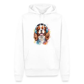 Cavalier King Charles Spaniel Casque Dog Print - Sweat à capuche Premium bio Homme - blanc - Devant - Nico (187cm)