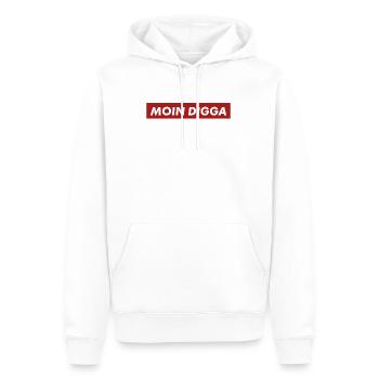 MOIN DIGGA - Männer Premium Bio Hoodie - Weiß - Vorne - Nico (187cm)