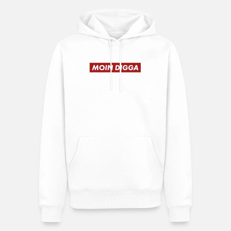 MOIN DIGGA - Sweat à capuche Premium bio Homme - blanc
