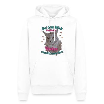 Bei dem Blick meiner Katze schmilzt mein Herz - Männer Premium Bio Hoodie - Weiß - Vorne - Nico (187cm)