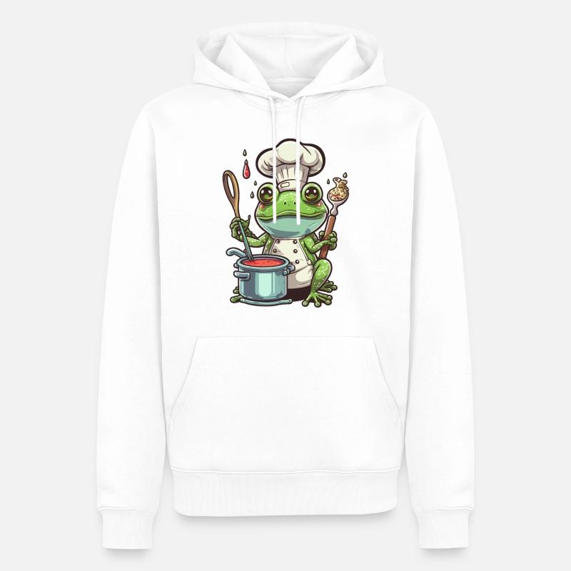 Froschiger Küchenrausch - Männer Premium Bio Hoodie - Weiß