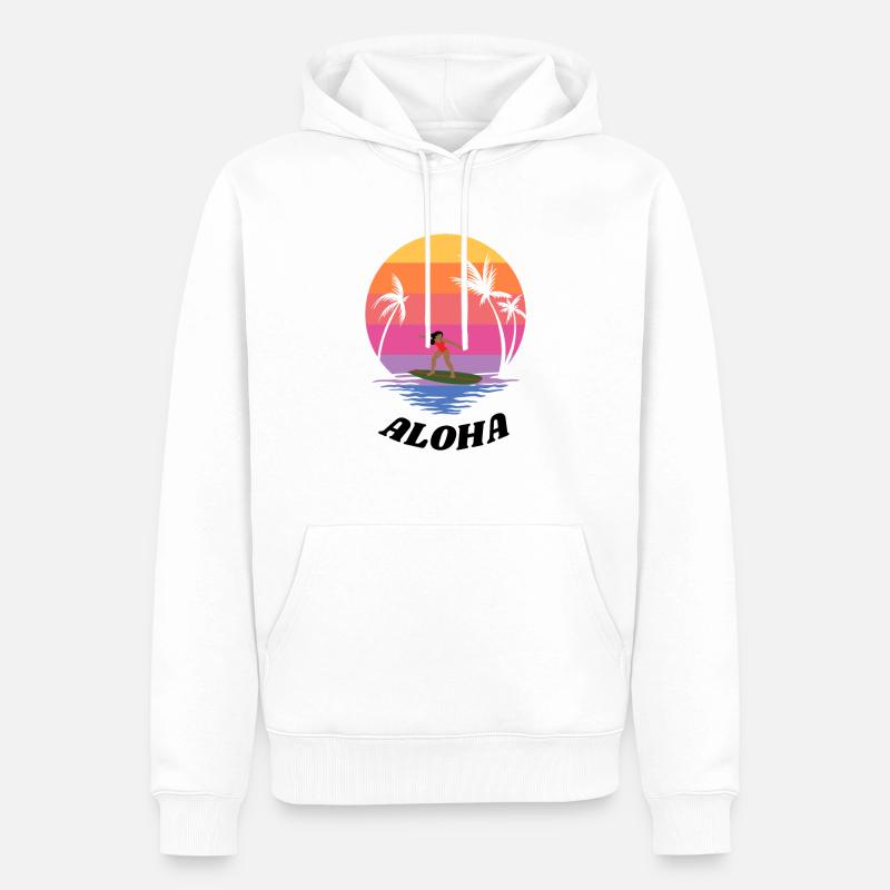 ALOHA BEACH - Männer Premium Bio Hoodie - Weiß