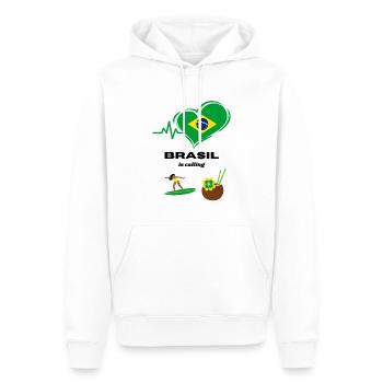 Brasil is calling! - Männer Premium Bio Hoodie - Weiß - Vorne - Nico (187cm)