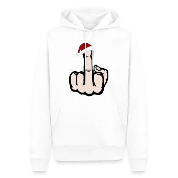 Doigt du milieu Icône de la main de Noël - Sweat à capuche Premium bio Homme - blanc - Devant - Nico (187cm)