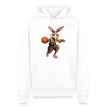Lapin de basket-ball - Sweat à capuche Premium bio Homme - blanc - Devant - Nico (187cm)