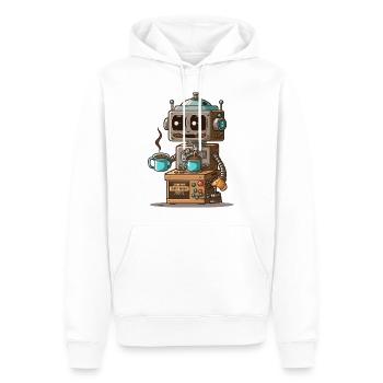 Robo-Kaffee - Männer Premium Bio Hoodie - Weiß - Vorne - Nico (187cm)