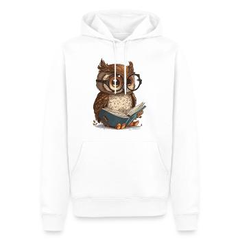 Wise Owl - Men’s Premium Organic Hoodie - white - Front - Nico (187cm)