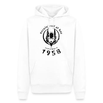66. Anniversaire Garder le mal à distance depuis 09/1958 - Sweat à capuche Premium bio Homme - blanc - Devant - Nico (187cm)