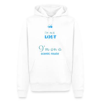 Ich bin nicht verloren, ich bin auf einer landschaftlich reizvollen Route - Männer Premium Bio Hoodie - Weiß - Vorne - Nico (187cm)
