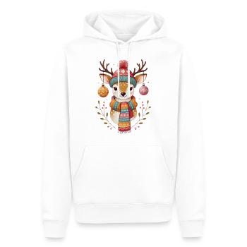 Cerf festif avec ornements Écharpe - Sweat à capuche Premium bio Homme - blanc - Devant - Nico (187cm)