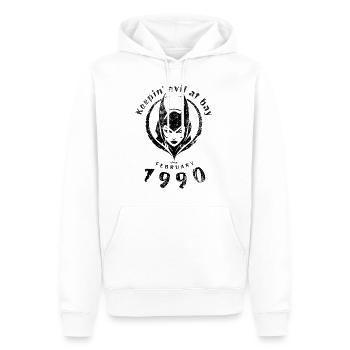 35. Geburtstag Tenir le mal à distance depuis 02/1990 - Sweat à capuche Premium bio Homme - blanc - Devant - Nico (187cm)