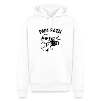 PAPA RAZZI – Toujours prêt à capturer l’instant… - Sweat à capuche Premium bio Homme - blanc - Devant - Nico (187cm)