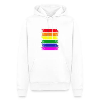 Regenbogenstreifen quer - Männer Premium Bio Hoodie - Weiß - Vorne - Nico (187cm)