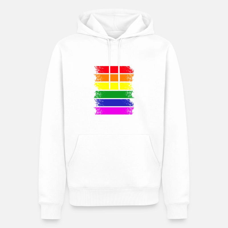 Regenbogenstreifen quer - Männer Premium Bio Hoodie - Weiß