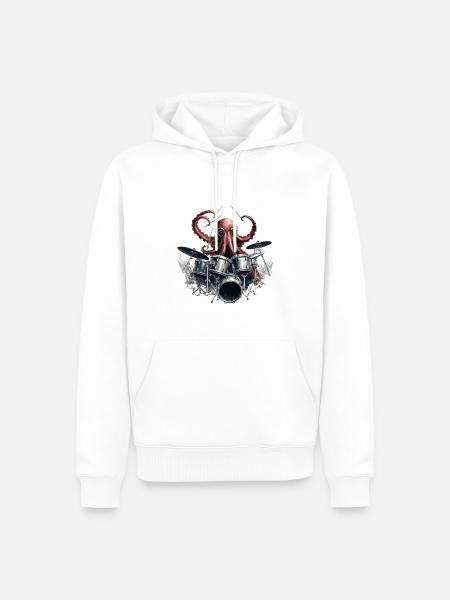 Drumtopus – The octopus with a beat in his blood - Men’s Premium Organic Hoodie - white