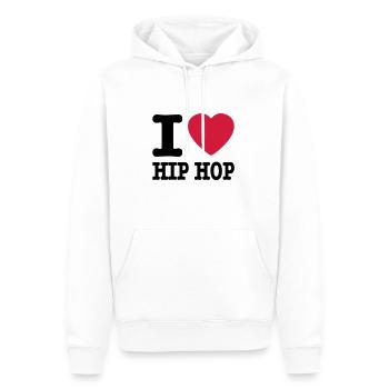I love hiphop / I heart hiphop - Sweat à capuche Premium bio Homme - blanc - Devant - Nico (187cm)