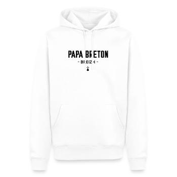 Papa Breton Breizh - hermine - Sweat à capuche Premium bio Homme - blanc - Devant - Nico (187cm)