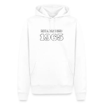 Fondée en 1965 - Célébrez votre année de naissance - Sweat à capuche Premium bio Homme - blanc - Devant - Nico (187cm)