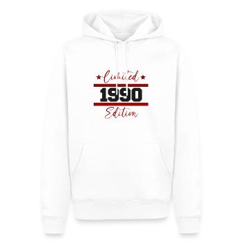 Édition limitée Born 1990 Cadeau d’anniversaire - Sweat à capuche Premium bio Homme - blanc - Devant - Nico (187cm)