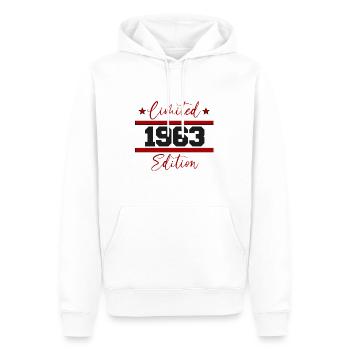 Édition limitée Né en 1963 59e anniversaire - Sweat à capuche Premium bio Homme - blanc - Devant - Nico (187cm)